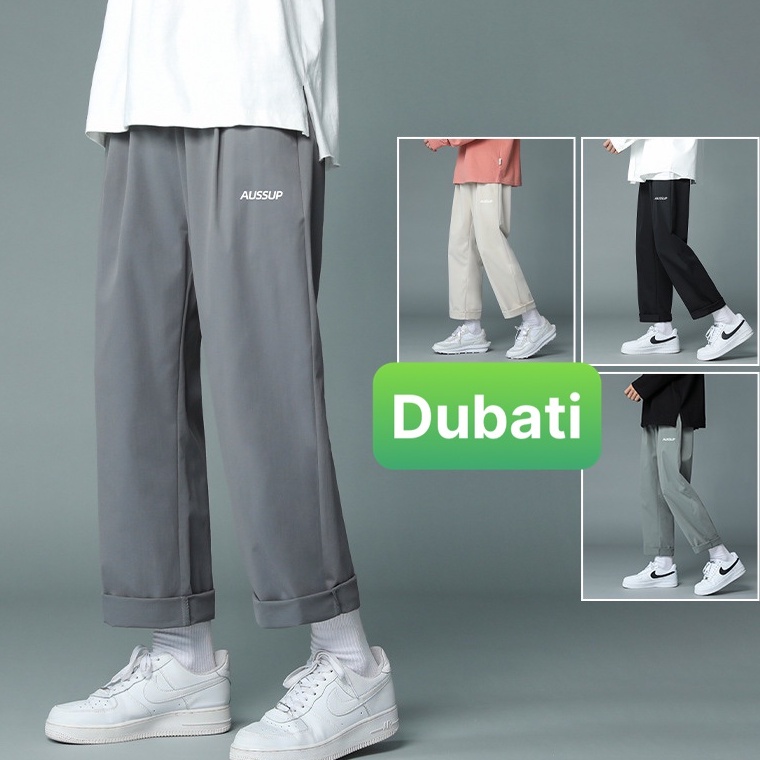 Quần baggy nam nữ Unisex ống rộng in chữ AUSSUP - Kiểu quần Kaki Nam Nữ Ống Suông Basic Unisex Vip pro - Dubati fashon