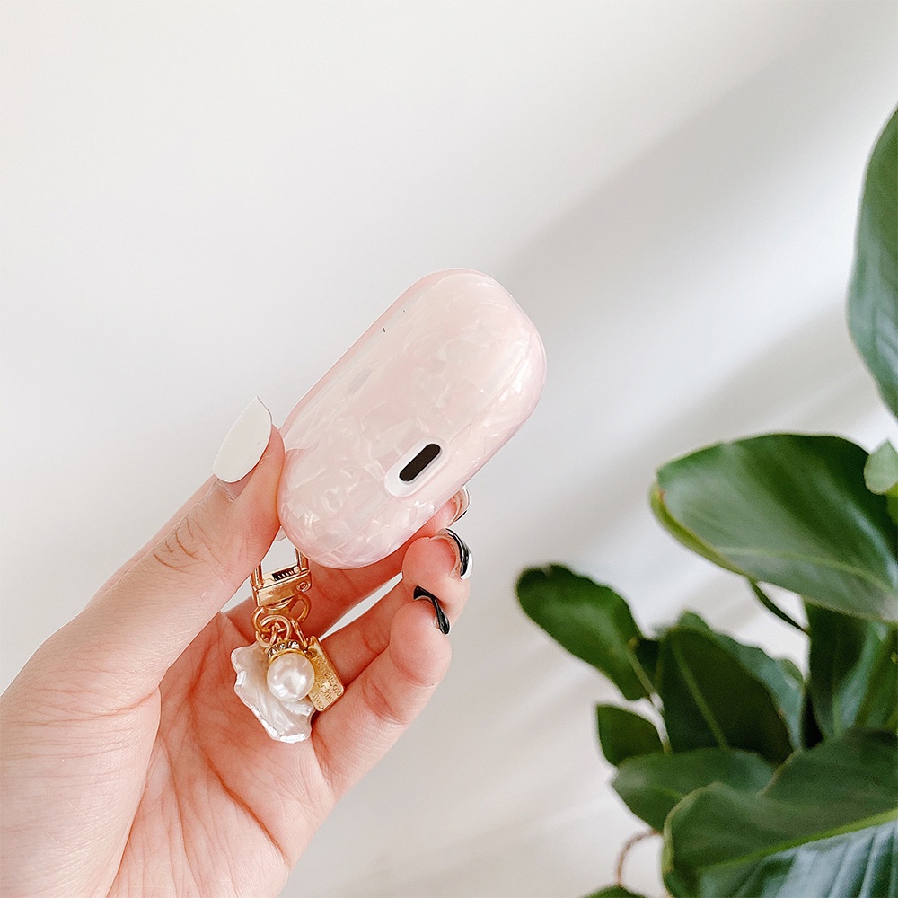 Vỏ Bảo Vệ Hộp Sạc Tai Nghe Airpods 3 2 1 Pro Đính Ngọc Trai Lấp Lánh Sang Trọng Chống Rơi Kèm Móc Khóa Tiện Dụng