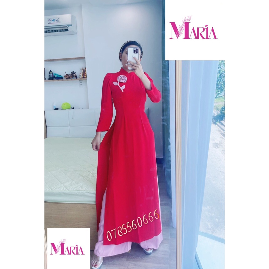 [XẢ TỒN] 𝙏𝙃ƯƠ𝙉𝙂 𝙃𝙄Ệ𝙐 ÁO DÀI 𝐓𝐑Ắ𝐍𝐆 LỤA MĨ họa tiết bông hồng kết hợp quần màu hồng nhẹ nhàng tinh tế