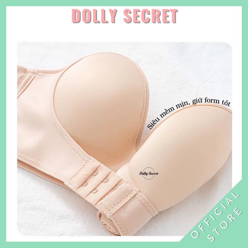 Áo ngực nữ cài trước không dây chống tụt 3 đai nâng ngực mặc váy hở vai DOLLY SECRET A21