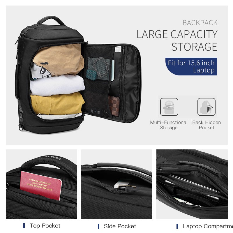 Balo OZUKO chống thấm nước đa năng dành cho nam