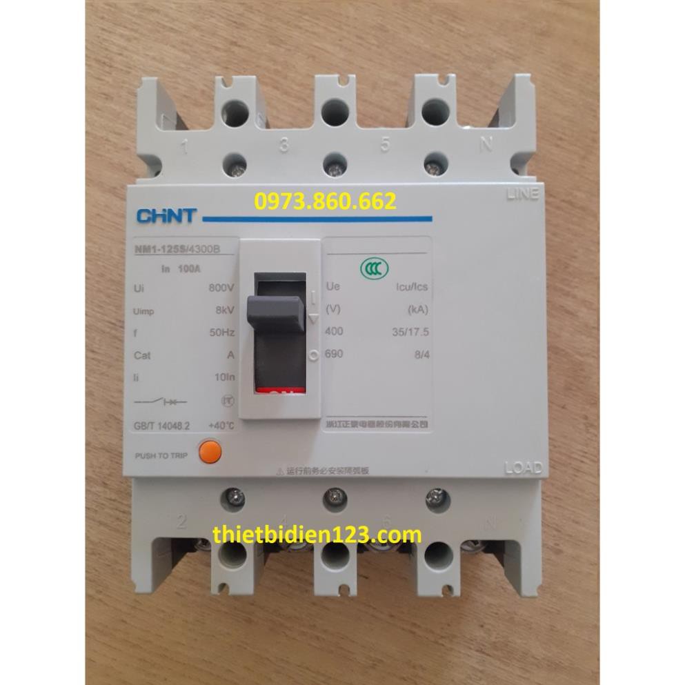 Aptomat CHINT MCCB 3P/4P 100A, 125A - NM1-125S - Attomat 3 pha 100A -TBĐ