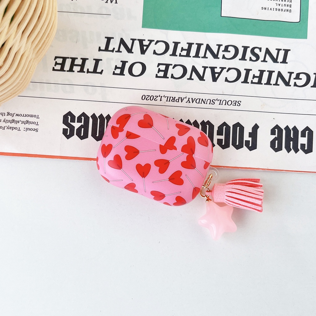 Vỏ Bảo Vệ Hộp Sạc Tai Nghe AirPods3 Pro AirPods2gen Màu Hồng Họa Tiết Trái Tim Dễ Thương 2021 Ốp