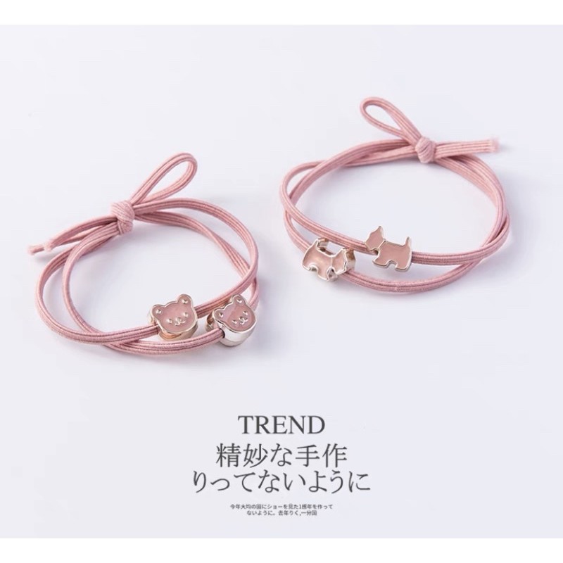 CỘT TÓC DÂY CHUN HỒNG- dễ thương