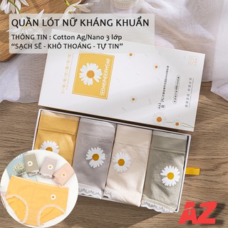 Quần lót ren nữ hoa cúc, quần lót nữ sợi tre kháng khuẩn set 4 màu