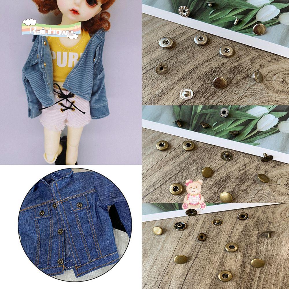 Bộ 3 nút khoá nhỏ bằng kim loại nhiều màu đáng yêu dùng tự làm trang phục búp bê 6 / 8mm