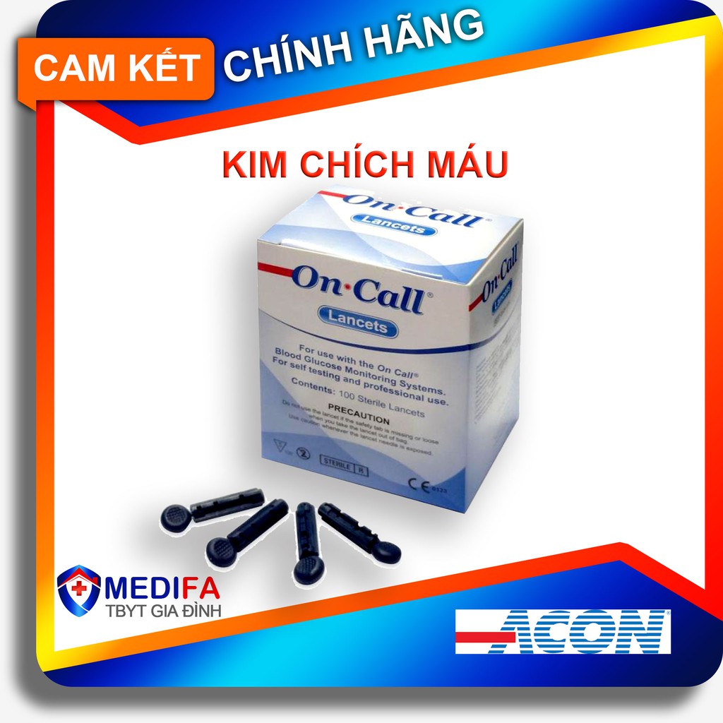 [Chuẩn On Call] Hộp 100 kim lấy chích máu thử đường huyết, tiểu đường On Call, hàng chuẩn, date dài