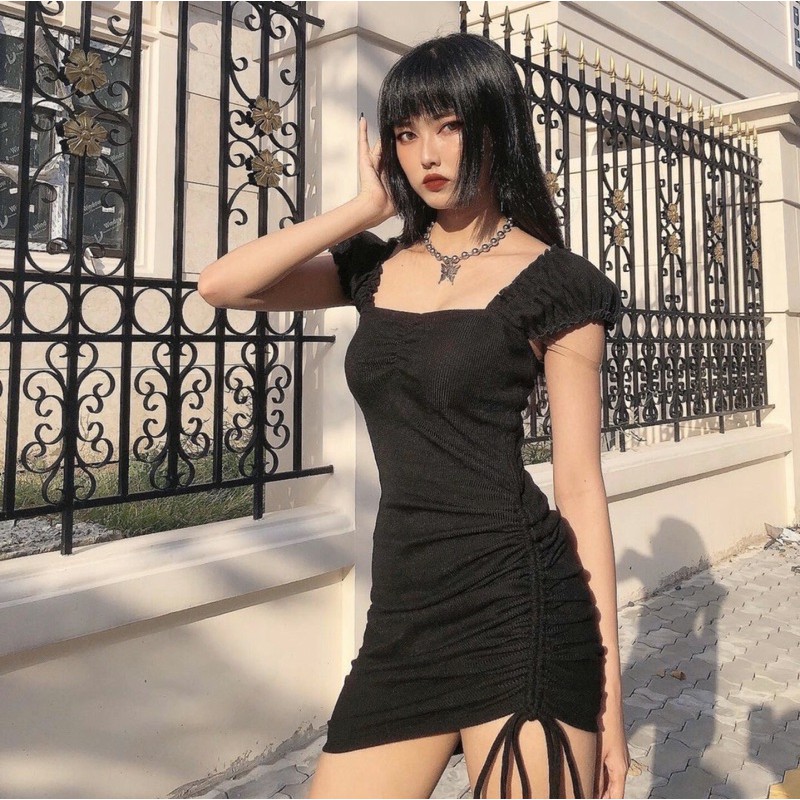 Đầm Body Thun Gân Ôm Dây Rút Mặc Được Nhiều Kiểu Sexy, Dự Tiệc,Đi Chơi, Đi Bar Sang Chảnh-2 màu | BigBuy360 - bigbuy360.vn