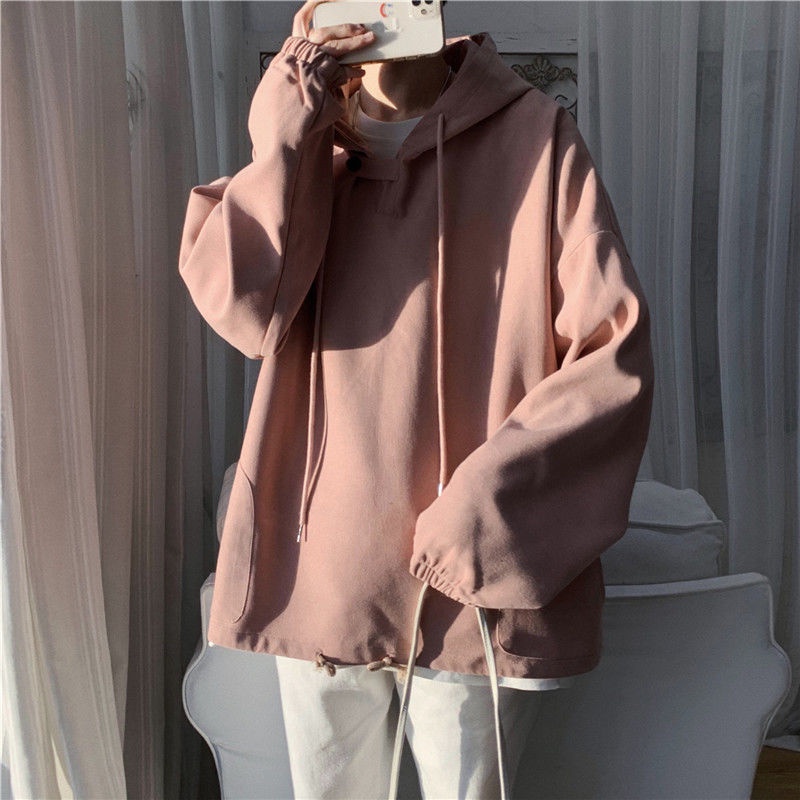 Áo Khoác Hoodie Màu Trơn Dáng Rộng Thời Trang Hàn Quốc 2022 Cho Nữ