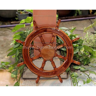 Vô lăng tàu 60cm gỗ Căm Xe + Cẩm Lai treo tường, bánh lái tàu trang trí, quà tặng khai trương tân gia