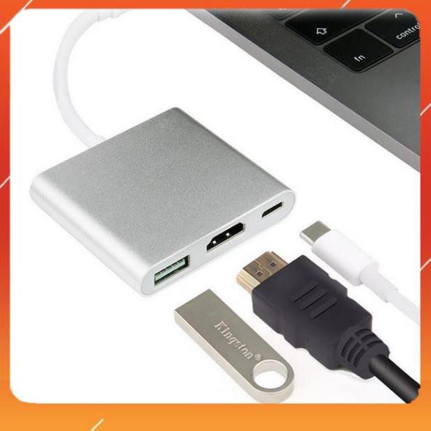 Cáp chuyển đổi từ typec sang HDMI + USB 3.0 kết nối tivi máy chiếu macbook, điện thoại cáp typec to HDMI NA86