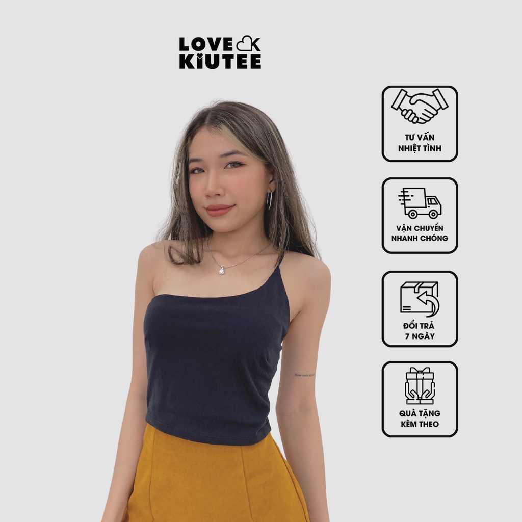 Áo ngắn kiểu dây 1 bên vai Stay With Me Shoulder Croptop nhiều màu LOVEKIUTEE