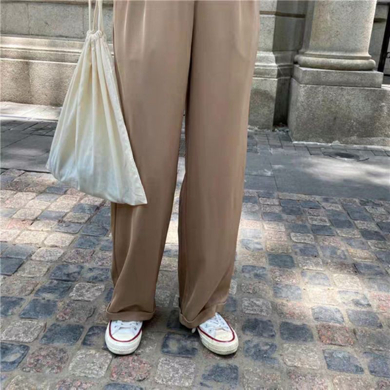 Quần tây ống suông lưng cao thanh lịch phong cách Hàn Quốc ulzzang