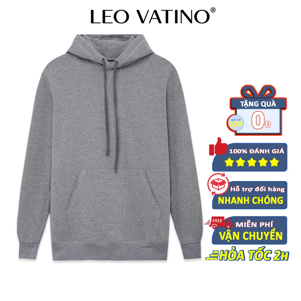 Áo Hoodie Galvin nỉ bông dầy cứng cáp bộ 3 màu trơn áo có mũ nam nữ mặc đẹp - Leo Vatino