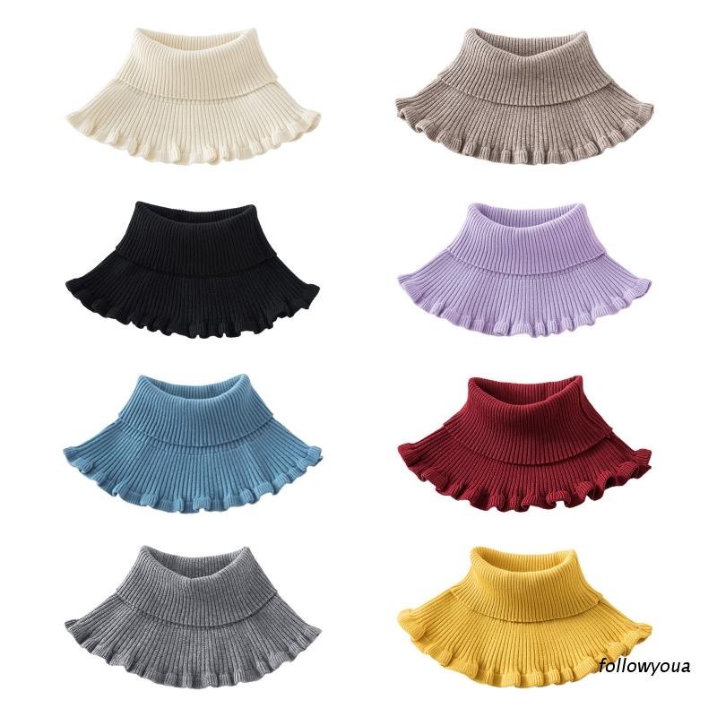 Khăn Choàng Cổ Dệt Kim Màu Trơn Chống Gió Có Thể Tháo Rời Cho Nữ