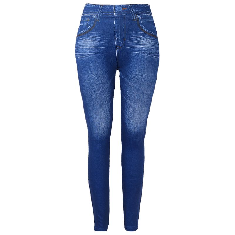 Xiangbao Quần Legging Dài Giả Jean Không Đường May In Họa Tiết Giả Jean Dài Dành Cho Nữ