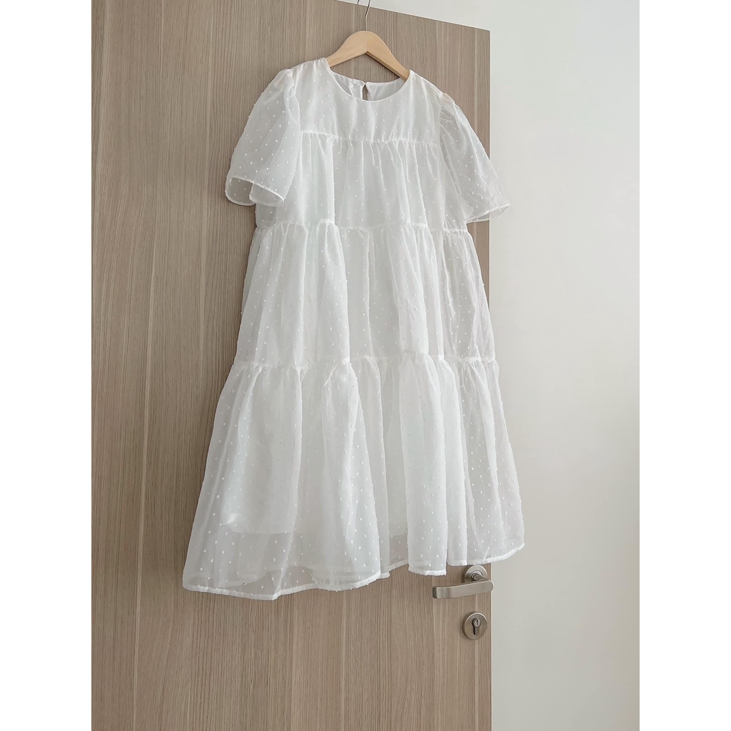 Đầm váy nữ ngắn tay babydoll voan ren phong cách mùa thu 2022 Kozoda D72