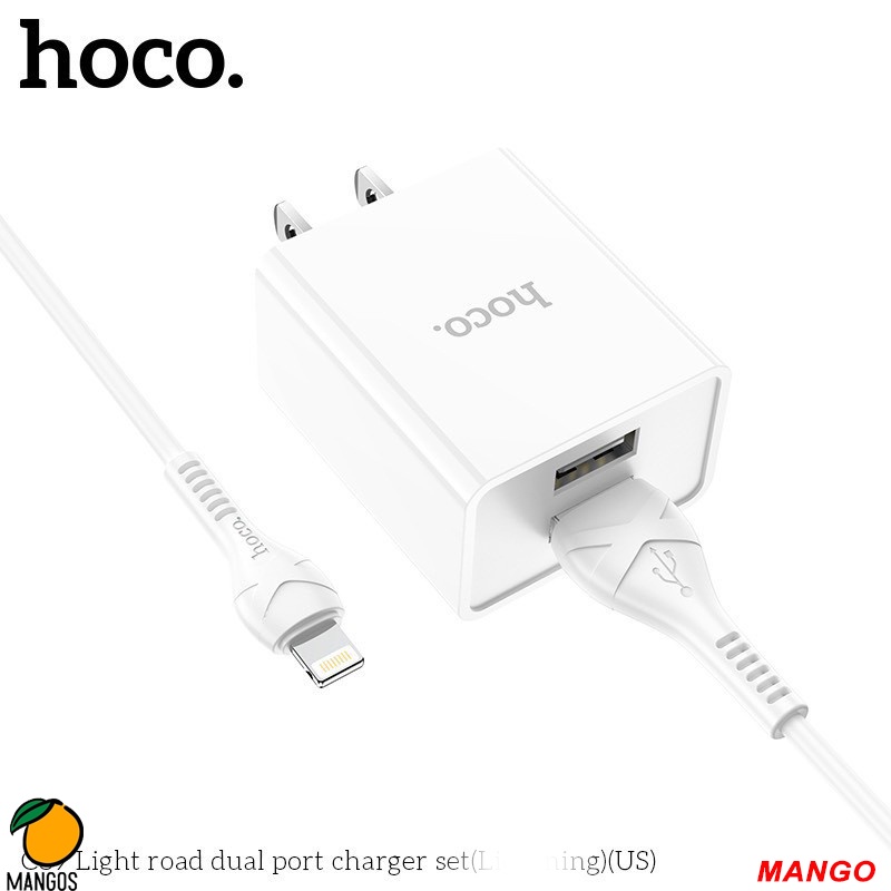 Bộ sạc nhanh HOCO C89 Củ sạc 2 cổng USB tối đa 2.1A kèm dây sạc dài 1m dùng cho tất cả điện thoại