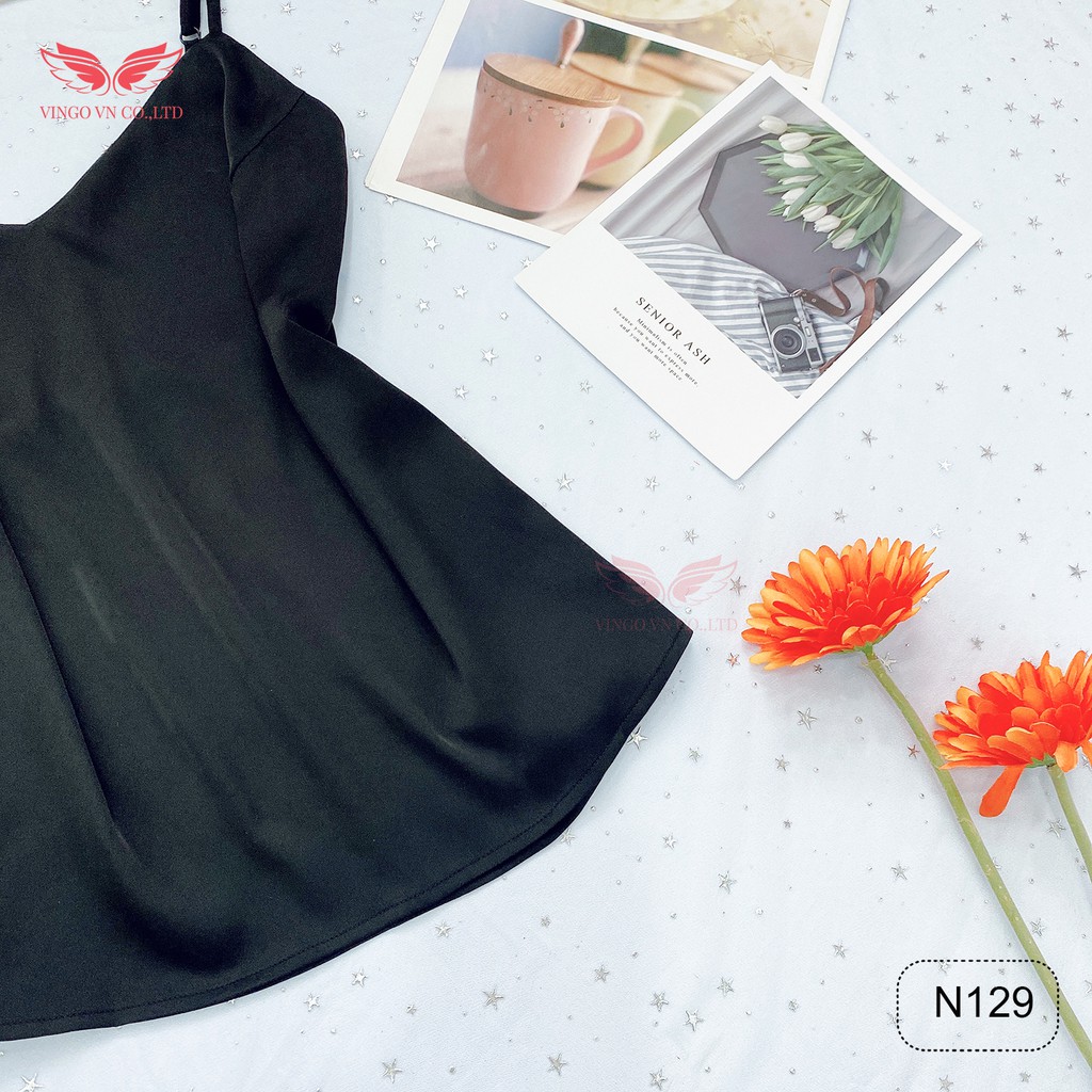 Áo 2 Dây Lụa Nữ Cổ V 2 Lớp Lót Ngực Mát Mẻ Sang Trọng Mùa Hè Mặc Cùng Áo Vest Blazer Chân Váy Vingo AN129 VNGO | BigBuy360 - bigbuy360.vn