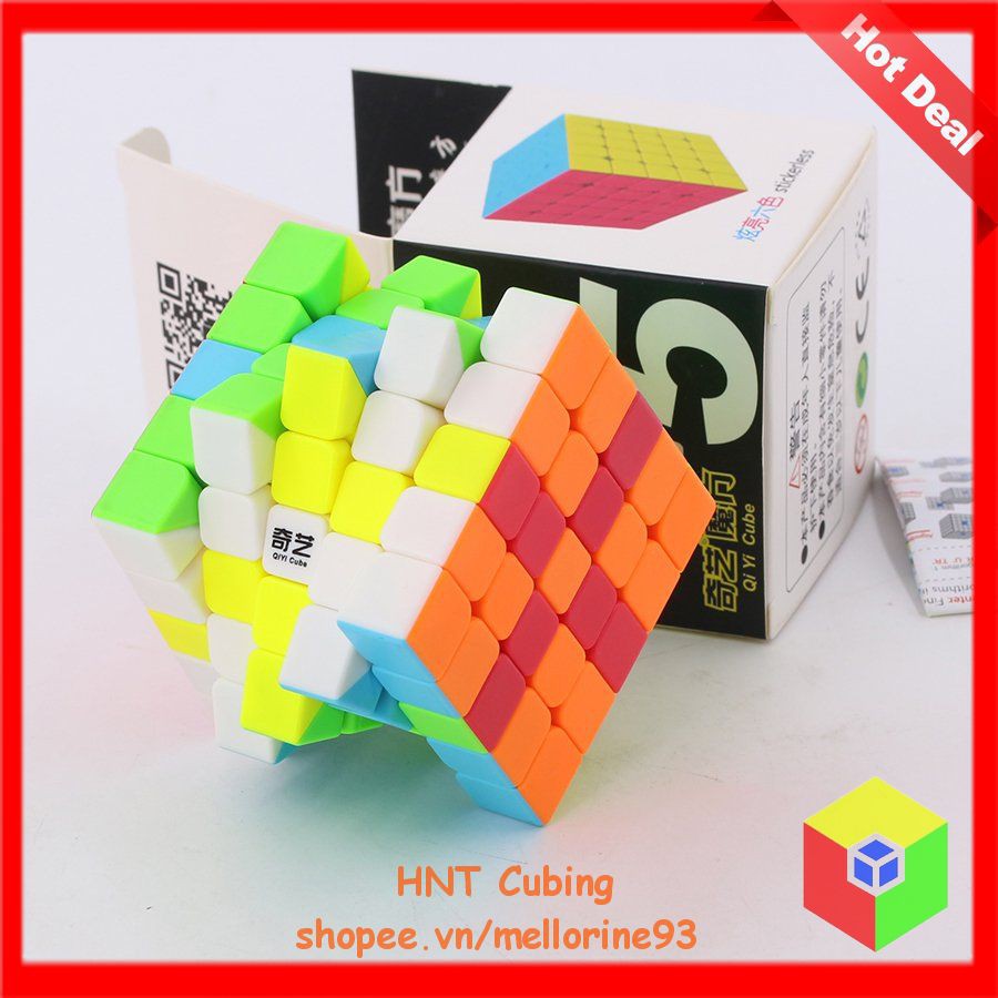 Đồ Chơi Rubik 5x5 QiYi Qi Zheng S Khối Lập Phương 5 Tầng Sticker Viền Đen Stickerless Không Viền