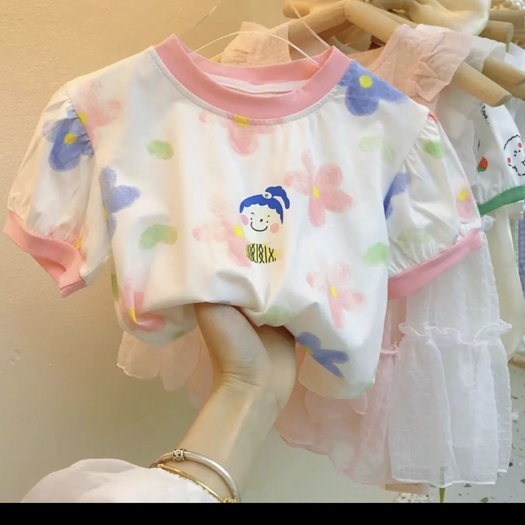 Áo Thun Cotton Mỏng Tay Ngắn Phong Cách Nhật Bản Thời Trang Mùa Hè Mới 2022 Dành Cho Bé Gái