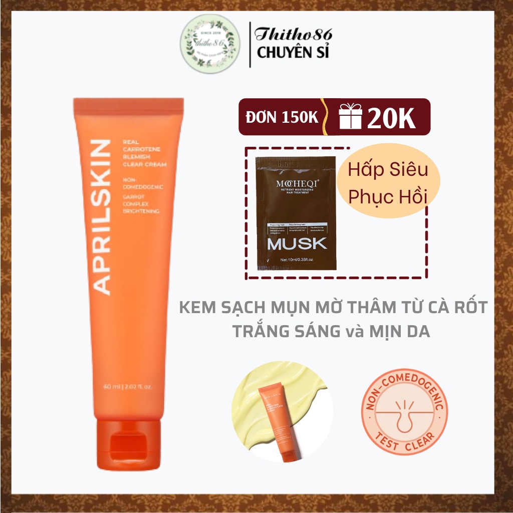 Kem Sạch Mụn Giảm Thâm Từ Cà Rốt APRILSKIN Real Carrotene Blemish Clear Cream 60ml