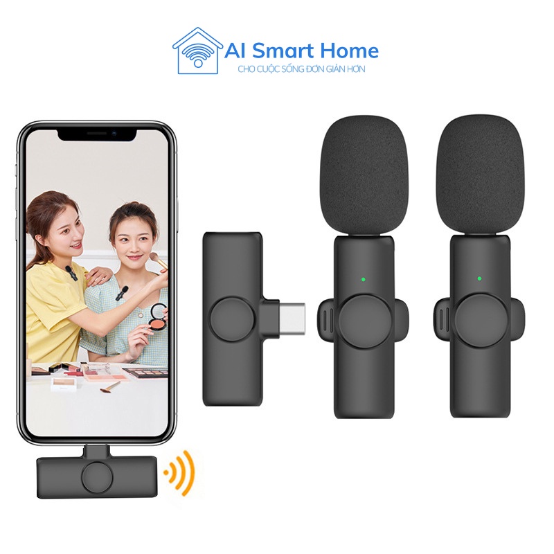 Micro Thu Âm Cài Áo Không Dây K1 Kết Nối Bluetooth Với Điện Thoại Iphone, Samsung - AI Smart Home Shop