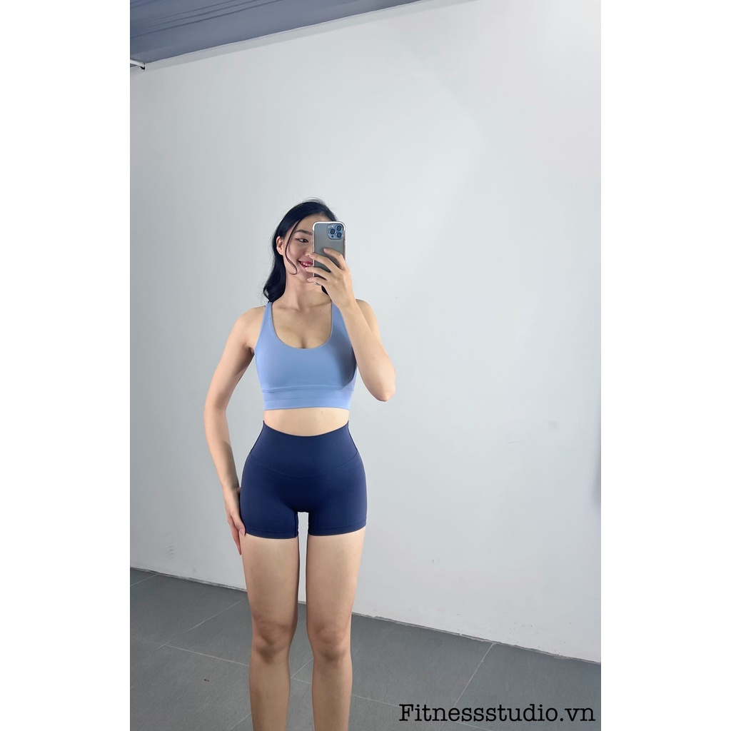 Quần Short Tập Yoga Nữ Fitness Studio Poly02-Q1, Chất Vải Thun Poly Thun Mịn Mát Co Giãn Tốt, Quần Tập Lululemon có sẵn