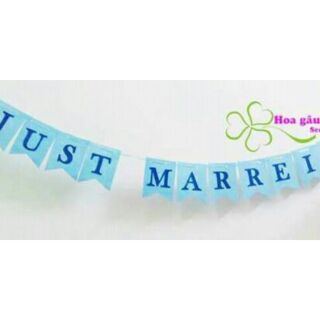 Dây treo chữ JUST MARRIED treo màu xanh