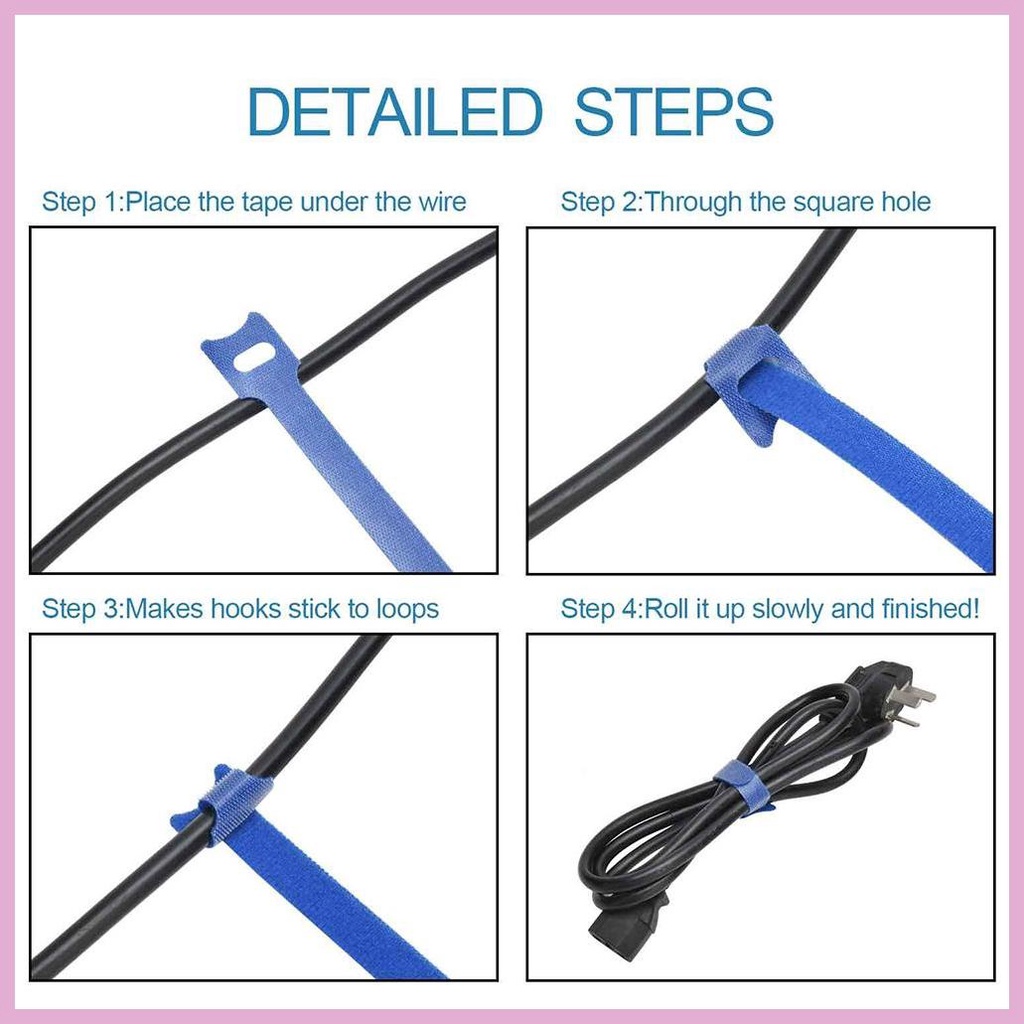 Set 50 Dây Quấn Dây Cáp Tái Sử Dụng Được Bằng Nylon