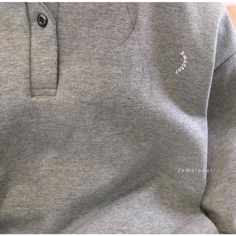 Áo Sweater nỉ ngoại cúc cổ fom to đẹp