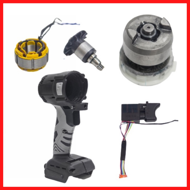 Linh kiện máy siết bulong. sửa chữa cho máy siết bulong hitachi rotor, cò, vỏ, nhông không chổi than