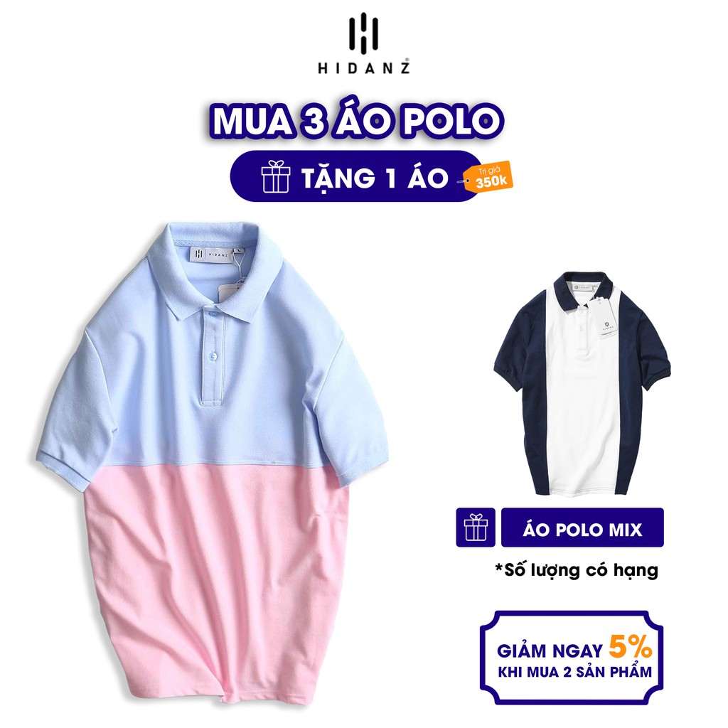 Áo Polo nam cổ bẻ HIDANZ vải cotton thoáng mát,không nhăn,sang trọng-lịch lãm Mix Xanh Hồng Pastel form Slim Fit-PL.PH01