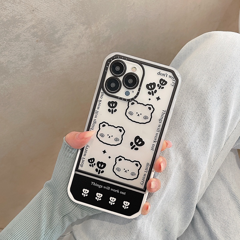 Ốp Lưng Iphone Cạnh Vuông Chống Lưng Kệ Điện Thoại Hình Dạng Ghế 3 Con Gấu 7plus/8plus/x/xs/xsmax/11/12/13/14/pro/max