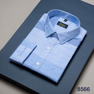 Áo Sơ Mi Nam Công Sở Trung Niên Anton Màu Xanh Dương Họa Tiết Kẻ Caro Vải Sợi Tre - Y8566