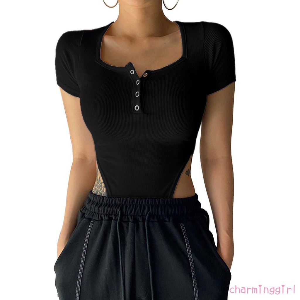 Romper cổ vuông tay ngắn thời trang hè gợi cảm cho nữ