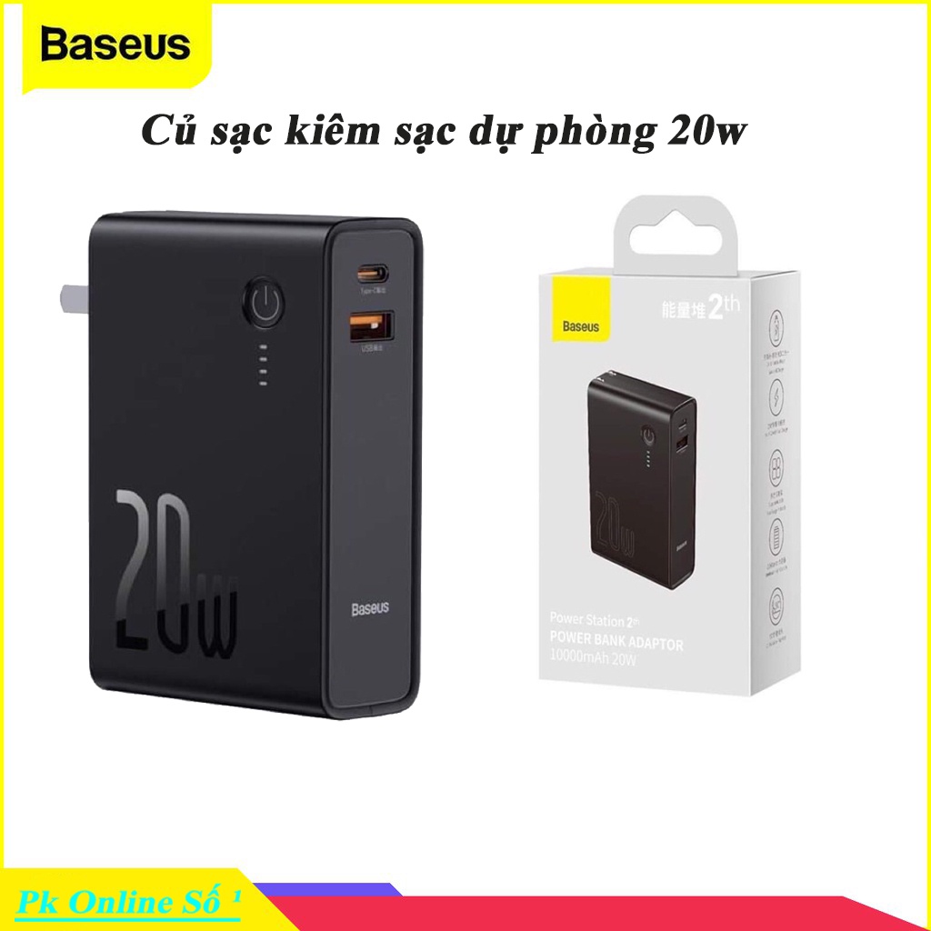 Củ sạc nhanh tích hợp pin dự phòng Baseus Adaptor 2in1 C + U 10.000mAh 20W