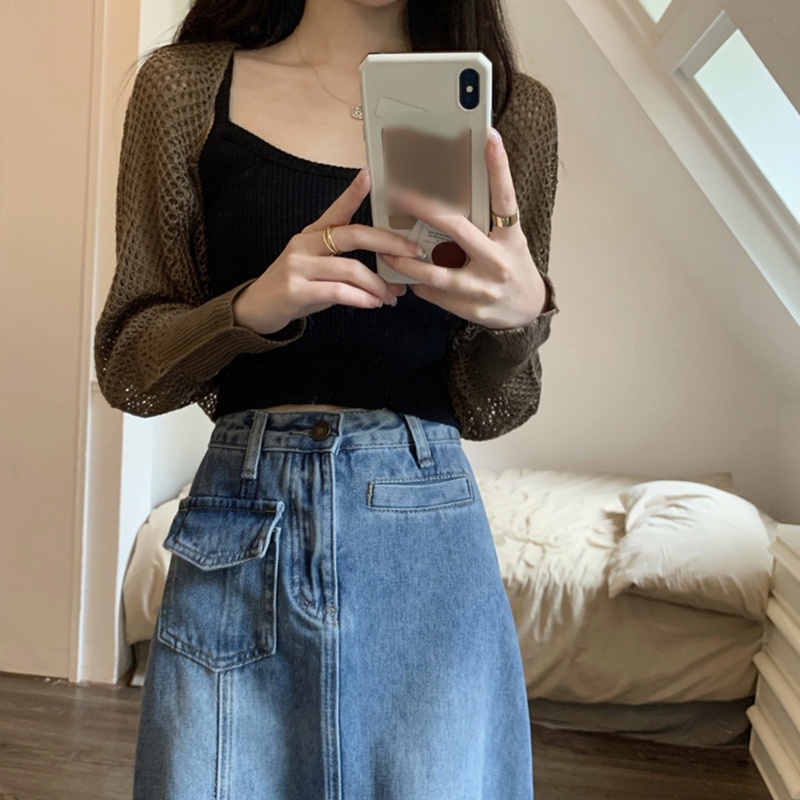 Brroa Áo Khoác Cardigan Đục Lỗ Thời Trang Mùa Hè Hàn Quốc Cho Nữ Đi Biển Mua Sắm Hàng Ngày