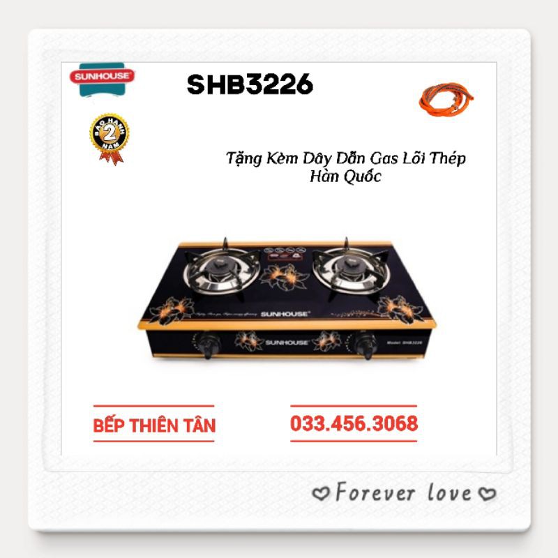 Bếp Gas Đôi Dương Kính SUNHOUSE SHB3226