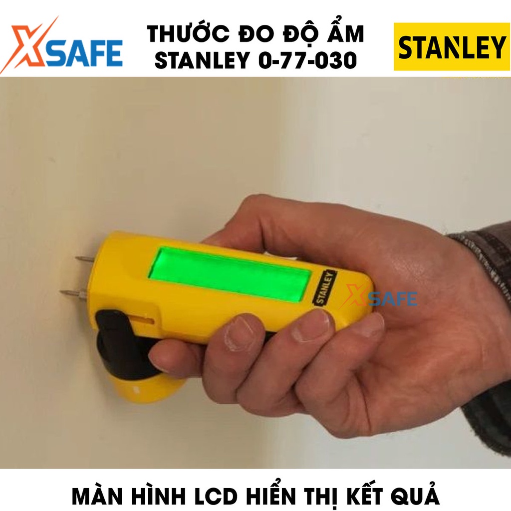 Thước đo độ ẩm STANLEY 0-77-030 trang bị màn hình LCD Máy đo độ ẩm hiển thị kết quả theo biểu đồ, vỏ máy nhựa ABS bền bỉ