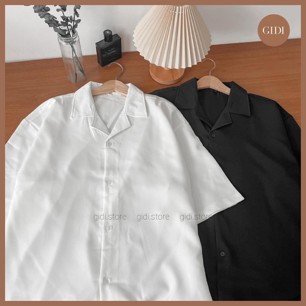 Áo Sơ mi cổ VEST - Nam Nữ Unisex form rộngmàu TRẮNG/ ĐEN (Ảnh thật 100%)