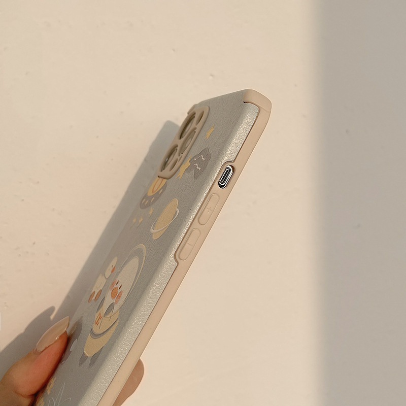 Ốp lưng iphone Ốp Lưng Iphone Vuông Cạnh Hình IPhone/6/6Plus/6s/6sPlus/6/7/7Plus/8/8Plus/X/Xs/Xs Max/11/11Pro/11ProMax/12/12PROMAX/12MINI/12PRO Lambskin Space Duck-1-RK RK CASE-III