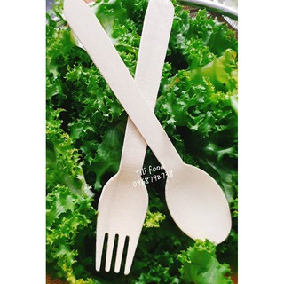 Combo 10 bộ muỗng nĩa gỗ dùng một lần