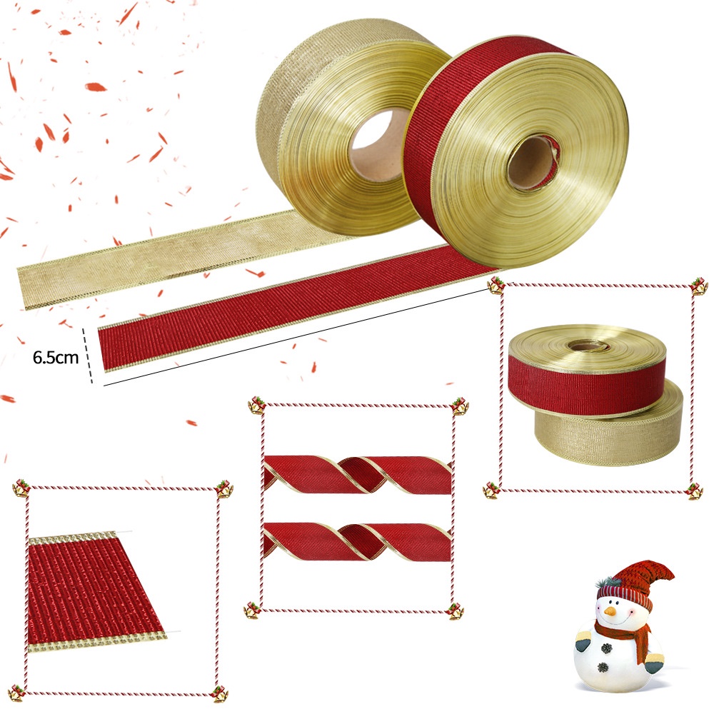 Cuộn Dây Ruy Băng Viền Vàng Dùng Trang Trí Giáng Sinh DIY