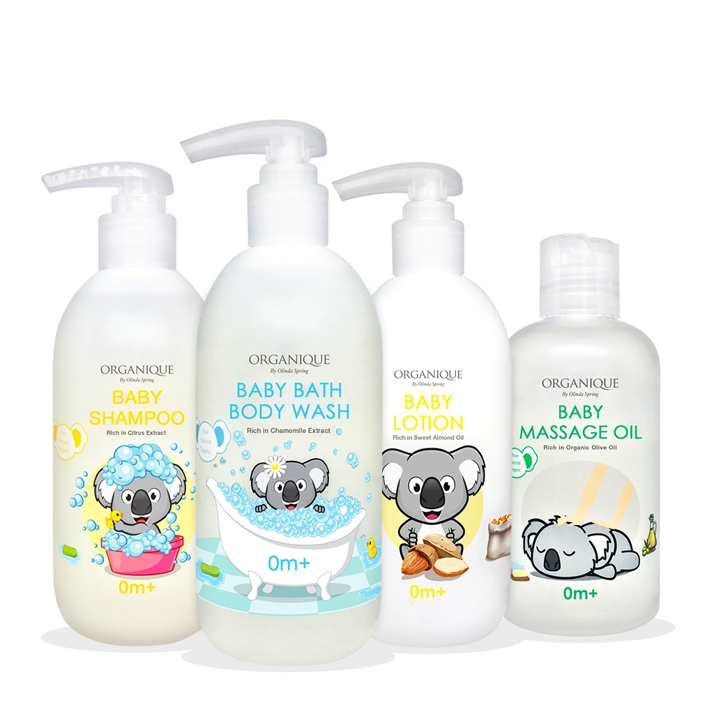 Bộ Chăm Sóc Da Từ Thiên Nhiên 100% Đến Từ Úc Cho Bé Organique Baby Lotion-shampoo-body wash-masage oil