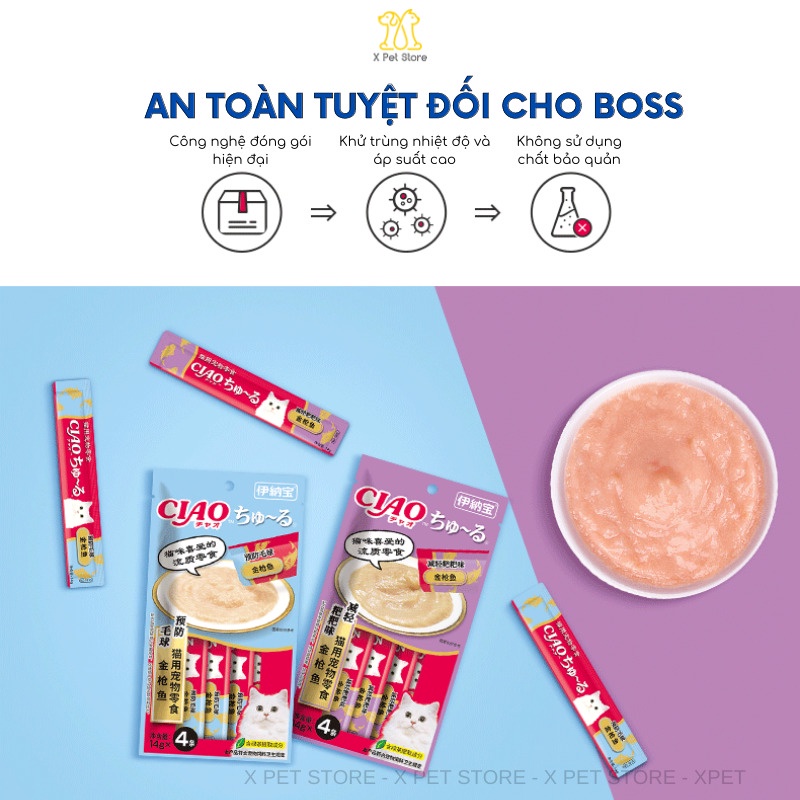 Súp Ciao Churu, Súp Thưởng Cho Mèo, Gói 4 Thanh