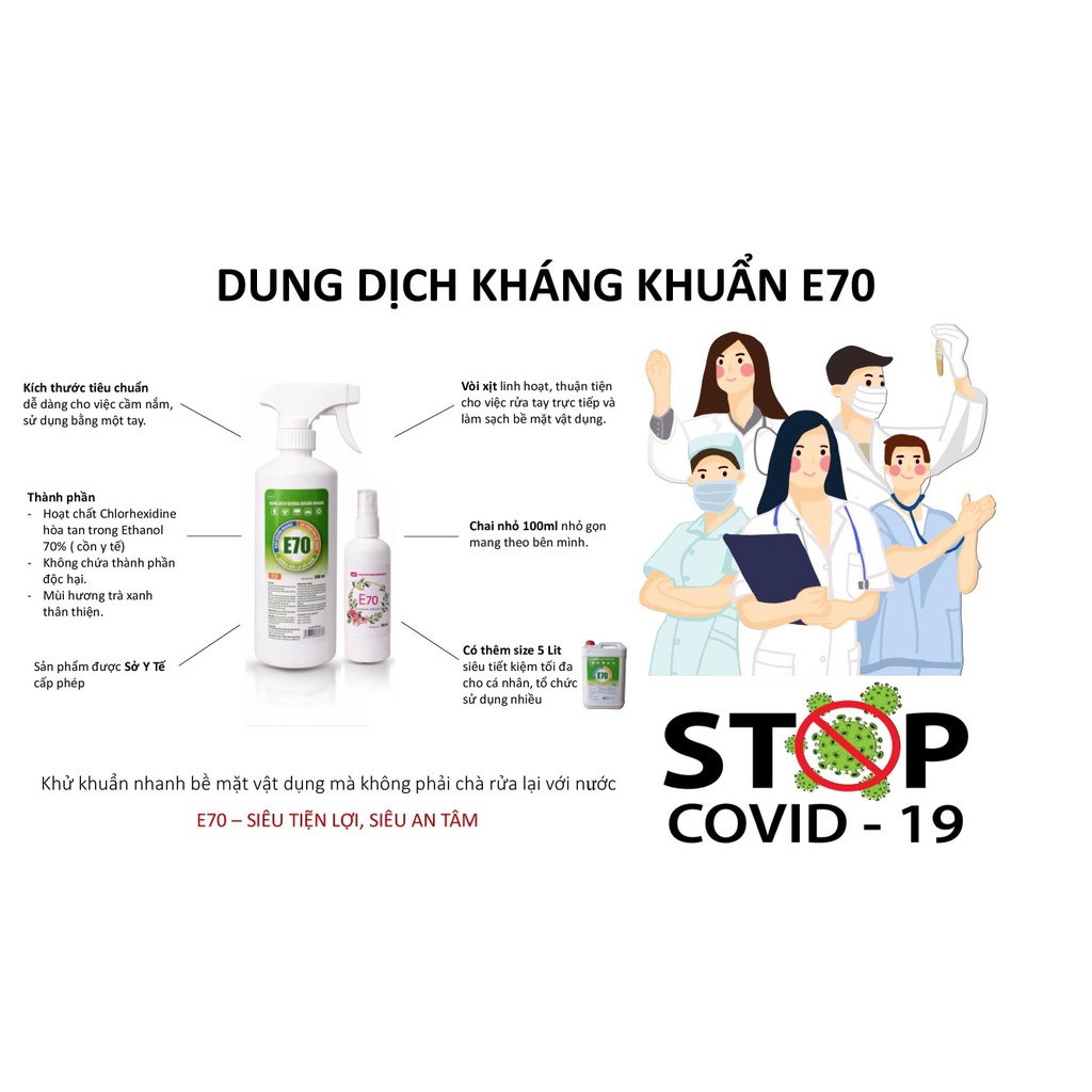 Rửa tay khô, xịt sát khuẩn, chai 500ml E70 | WebRaoVat - webraovat.net.vn