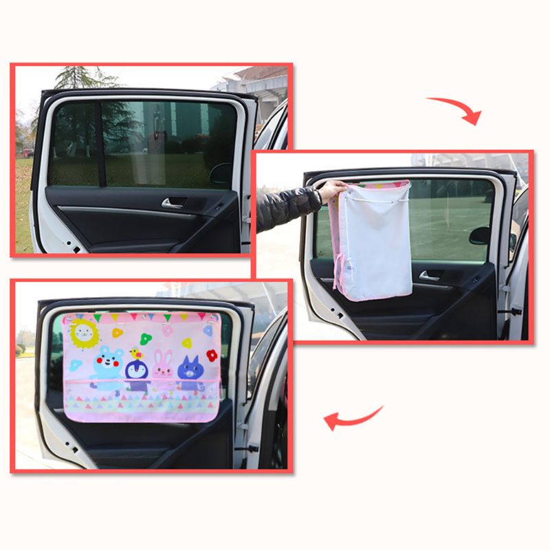Tấm che nắng in họa tiết hoạt hình gắn kính chắn gió xe hơi cho bé
