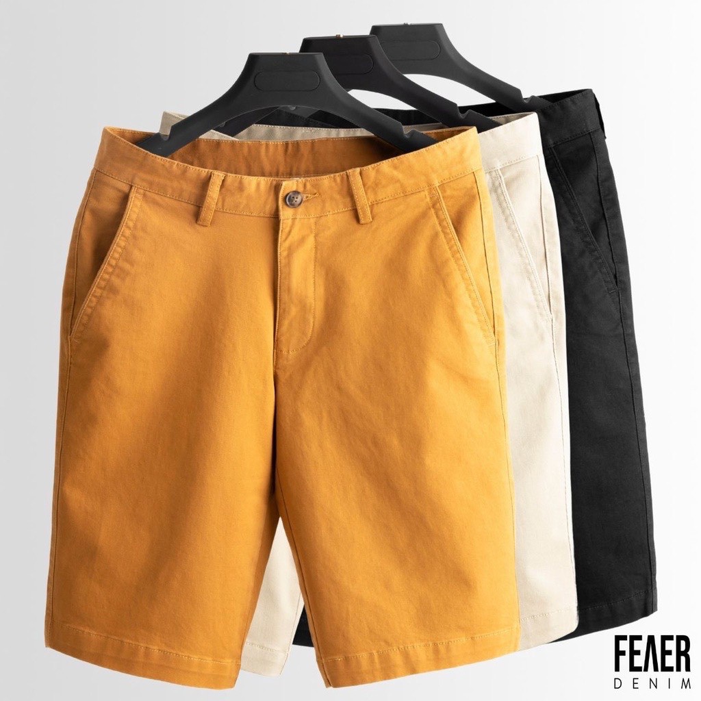 Quần nam kaki short FEAER DENIM chất kaki trơn - Kaki Premium Cotton - Hàng nhập khẩu