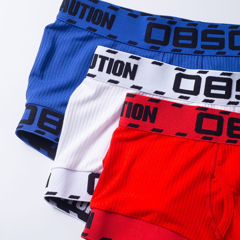 ORLVS Quần lót boxer cotton kẻ sọc mềm mại gợi cảm cho nam BS3204